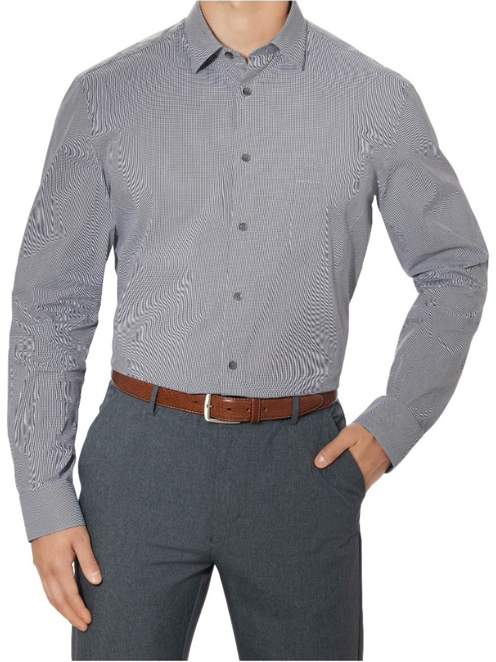 Calvin Klein Black Micro-Check Dress Shirt Size L